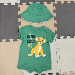 Lion King Hat and Shorts Romper Outfit baby boy Disneyland simba
